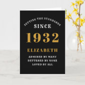 Carte 90th Birthday 1932 Black Gold Ajouter un nom (Fleur jaune)