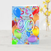 Carte 90th Birthday - Balloon Birthday Card - Happy Birt (Fleur jaune)