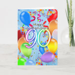 Carte 90th Birthday - Balloon Birthday Card - Happy Birt<br><div class="desc">90th Birthday - Balloon Birthday Card - Happy Birthday Balloons</div>