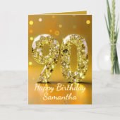 Carte 90th Birthday Elegant Gold Diamond Sparkle Luxury (Devant)