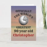 Carte 90th Birthday Greatest 90 year old Ajouter Votre N<br><div class="desc">Faites savoir à cette personne spéciale qu'elle est la plus grande fille de 90 ans du monde avec cette merveilleuse carte de voeux pour 90 ans. Un design classique élégant pour lui. Texte facilement édité à l'aide du modèle fourni.</div>