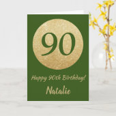 Carte 90th Birthday Green and Gold Glitter Card (Fleur jaune)
