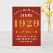 Carte 90th Birthday Standards Born 1929 Ajouter Votre No (Fleur jaune)