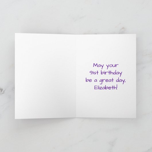 Carte 91e anniversaire : Amour Hearts Motif, Arc-en-ciel (Intérieur)