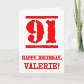 Carte 91e anniversaire : Amusant, Timbre en caoutchouc r (Devant)