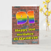 Carte 91e anniversaire : Arc-en-ciel amusant inspiré par (Fleur jaune)