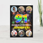 Carte 91e anniversaire : Arc en ciel amusant #, Nom pers (Devant)