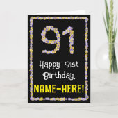 Carte 91e Anniversaire : Nombre de fleurs florales, nom  (Devant)