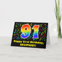 91e anniversaire : Symboles de musique colorée et