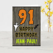 Carte 91e anniversaire : Thème d'Halloween Éffrayant, No (Fleur jaune)