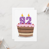 Carte 92 ans sur le gâteau d'anniversaire (Devant/Arrière en situation)