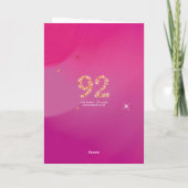 Carte 92e anniversaire - 92 en étoiles - rose/pourpre -  (Dos)