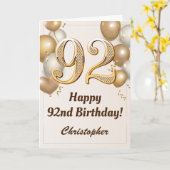Carte 92e anniversaire Ballons d'or et Confetti Annivers (Fleur jaune)