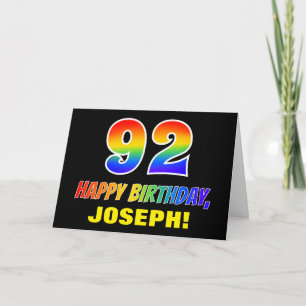 Carte 92e anniversaire : Bold, amusant, simple, arc-en-c