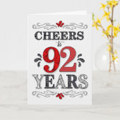 Carte 92e anniversaire Cheers en Motif noir blanc rouge (Fleur jaune)