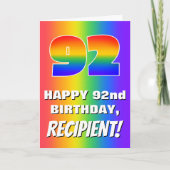 Carte 92e anniversaire : coloré, amusant Motif arc-en-ci (Devant)