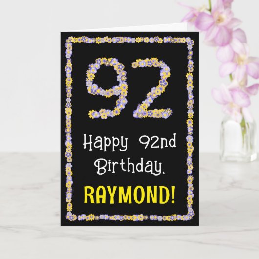 Carte 92e anniversaire : Floral Flowers Numéro, Nom pers (Orchidée)