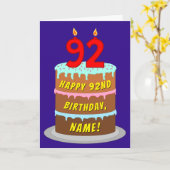 Carte 92e anniversaire : Fun Cake and Candles + Nom pers (Fleur jaune)