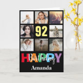 Carte 92e anniversaire heureux Collage photo moderne noi (Fleur jaune)