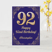 Carte 92e anniversaire Marine Parties scintillant bleu e (Fleur jaune)