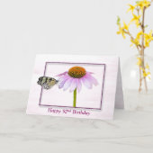 Carte 92e Anniversaire Papillon sur la fleur de cône (Fleur jaune)