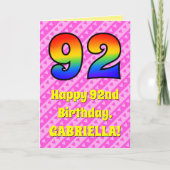 Carte 92e anniversaire : Pink Stripes & Hearts, Arc-en-c (Devant)