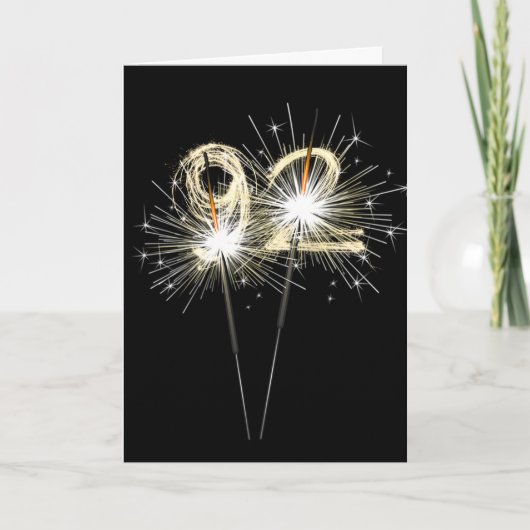 Carte 92e anniversaire Sparklers en noir (Devant)