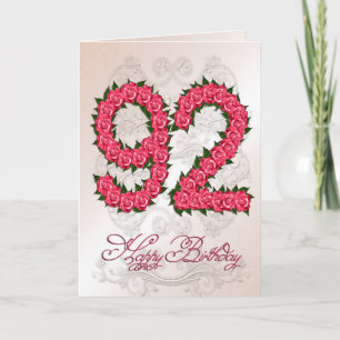 Carte 92ème anniversaire avec rose et feuille