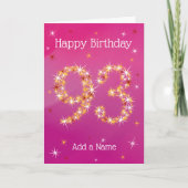 Carte 93e anniversaire - 93 en étoiles - rose/pourpre -  (Devant)