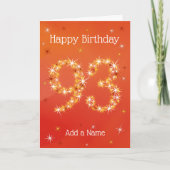 Carte 93e anniversaire - 93 en étoiles - Rouge - 93 ans (Devant)