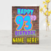 Carte 93e anniversaire - Amusant, Graffiti urbain inspir (Fleur jaune)