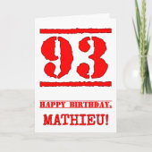 Carte 93e anniversaire : Amusant, Timbre en caoutchouc r (Devant)