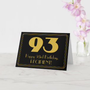 Carte 93e anniversaire : Art Déco Inspiré Look "93" & No
