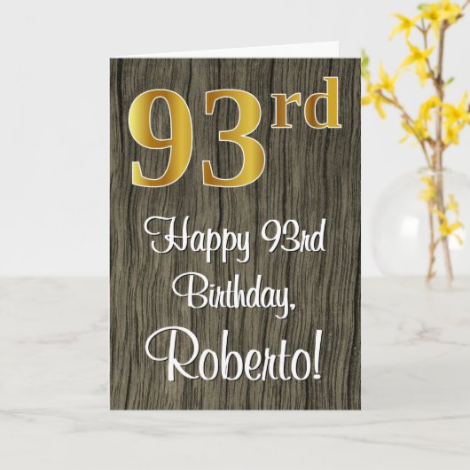 Carte 93e anniversaire : Elégant look d'or Faux #, Faux  (Fleur jaune)