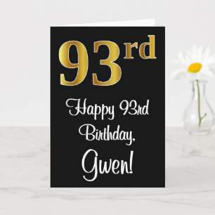 Carte 93e anniversaire ~ Elégant luxe Faux Gold Look #
