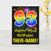 Carte 93e anniversaire : Fun Fireworks Motif + Rainbow 9 (Fleur jaune)