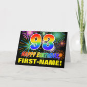 Carte 93e anniversaire : Gras, Amusants, Feu d'artifice, (Devant)