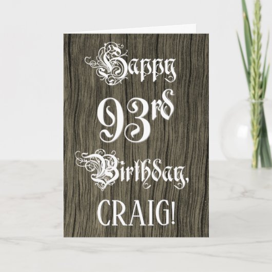 Carte 93e anniversaire : Texte élégant et raffiné; Faux (Devant)