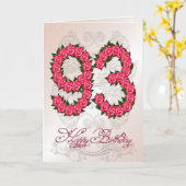 Carte 93ème anniversaire avec rose et feuille (Fleur jaune)