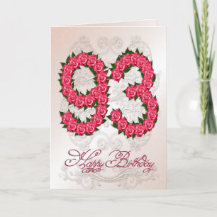 Carte 93ème anniversaire avec rose et feuille