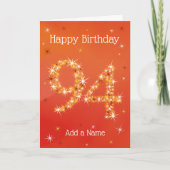 Carte 94e anniversaire - 94 en étoiles - Rouge - 94 ans  (Devant)