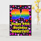 Carte 94e anniversaire : Amour Hearts Motif, Arc en ciel (Fleur jaune)