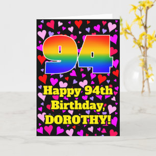 Carte 94e anniversaire : Amour Hearts Motif, Arc en ciel