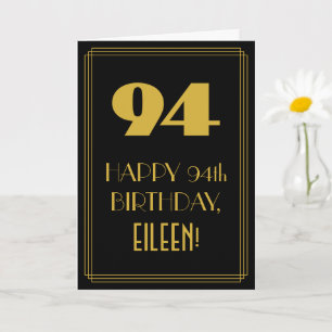 Carte 94e anniversaire ~ Art Déco Inspiré Look "94" & No