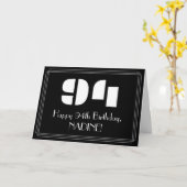 Carte 94e anniversaire : Art Déco Inspiré Look "94" & No (Fleur jaune)