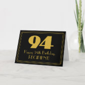 Carte 94e anniversaire : Art Déco Inspiré Look "94" & No (Devant)