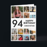 Carte 94e anniversaire Collage photo 13 photos noir blan<br><div class="desc">94th Happy Birthday Photo Collage 13 Photos Carte d'anniversaire noir et blanc pour n'importe quel âge. 1er 13ème 15ème 16ème 18ème 20ème 21ème 30ème 40ème 50ème 60ème 70ème 80ème 90ème 100ème, tout âge. Pour plus de personnalisation, cliquez sur le bouton "Customiser" et utilisez notre outil de conception pour modifier ce...</div>