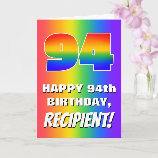 Carte 94e anniversaire : coloré, amusant Motif arc-en-ci (Orchidée)