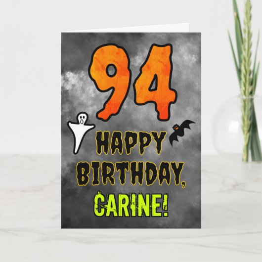 Carte 94e anniversaire : Eerie Halloween Thème + Nom per (Devant)