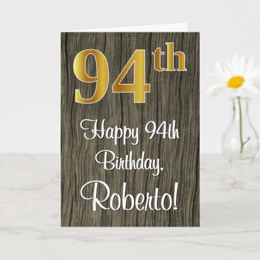 Carte 94e anniversaire : Elégant look d'or Faux #, Faux (Petite plante)